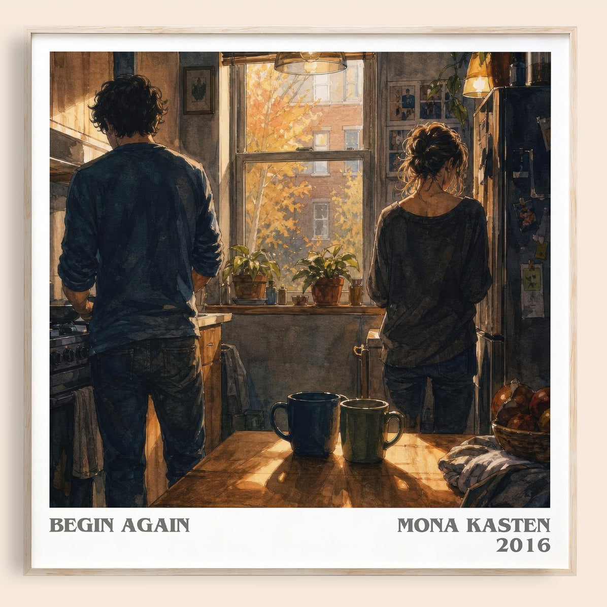 Begin Again literary book poster by Mona Kasten – framed literary art print