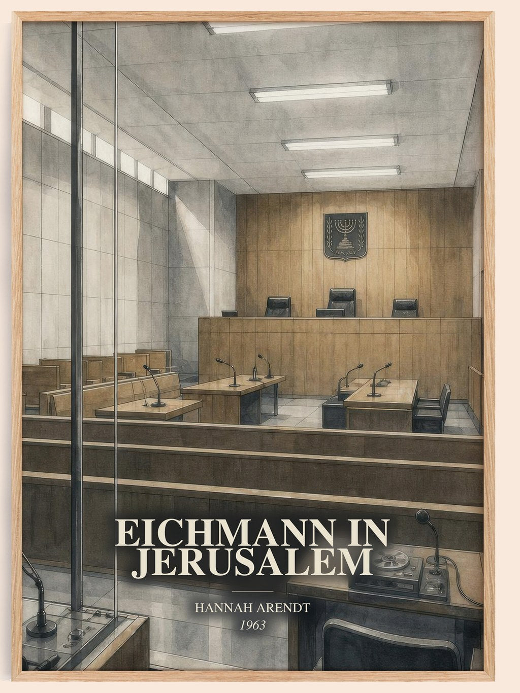 Eichmann in Jerusalem watercolour book poster by Hannah Arendt – framed literary art print