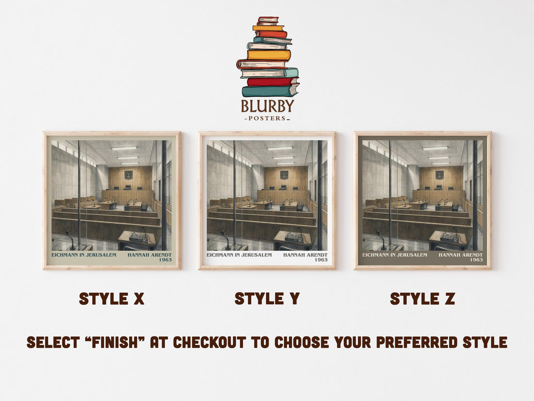 Eichmann in Jerusalem literary print in frame leaning in hallway – non fiction wall art (mockup)
