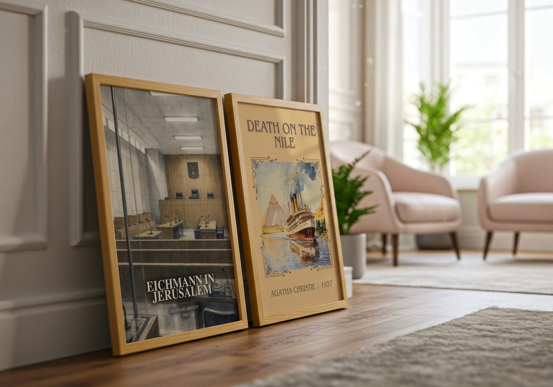 Eichmann in Jerusalem watercolour print framed by window – literary home decor