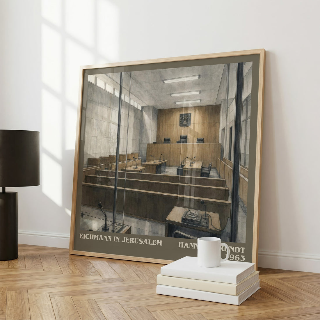 Eichmann in Jerusalem literary print framed by window – literary home decor