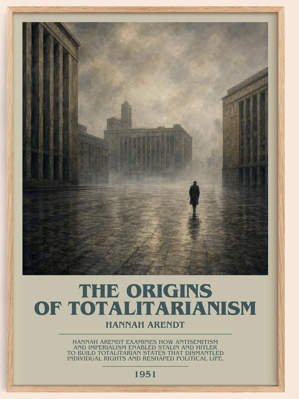 The Origins of Totalitarianism bookish book poster by Hannah Arendt – framed literary art print