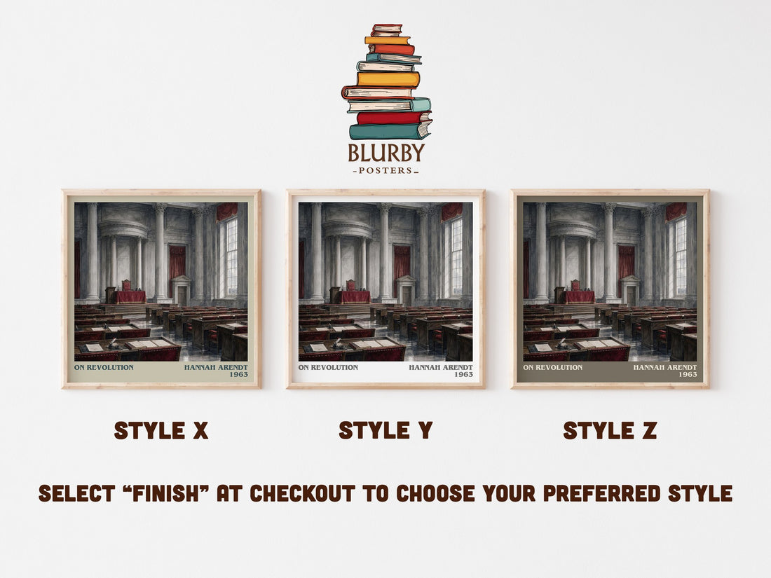 On revolution literary print in frame leaning in hallway – philosophy wall art (mockup)