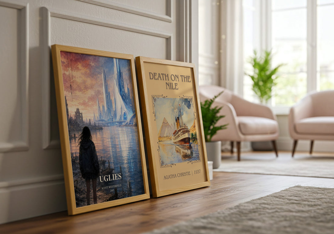 Uglies watercolour print framed by window – literary home decor