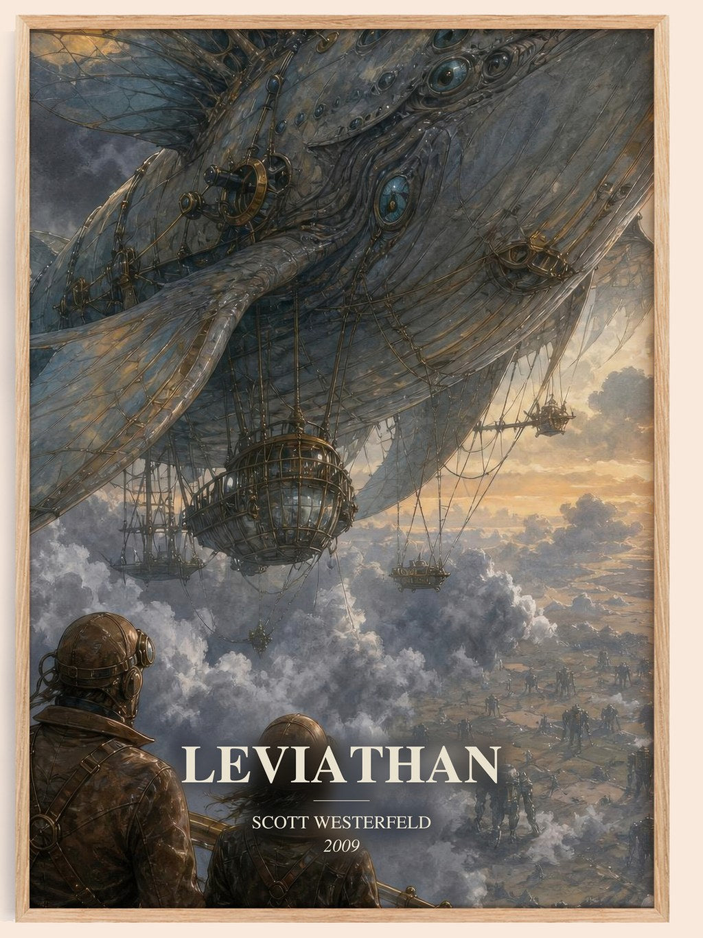 Leviathan watercolour book poster by Scott Westerfeld – framed literary art print