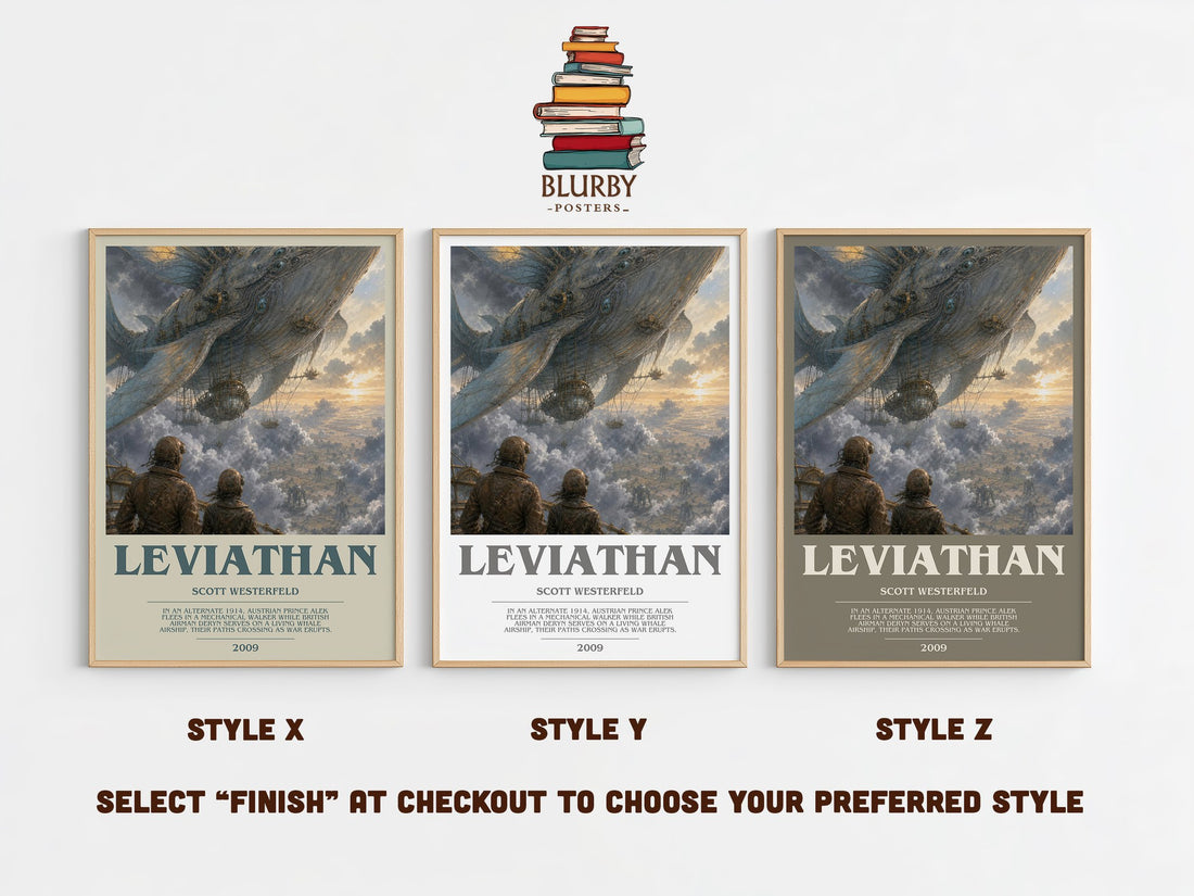 Leviathan bookish print in frame leaning in hallway – young adult wall art (mockup)