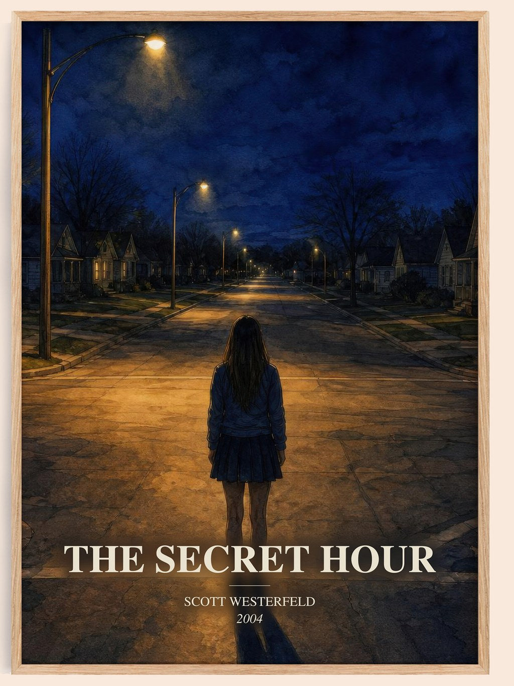 The Secret Hour watercolour book poster by Scott Westerfeld – framed literary art print