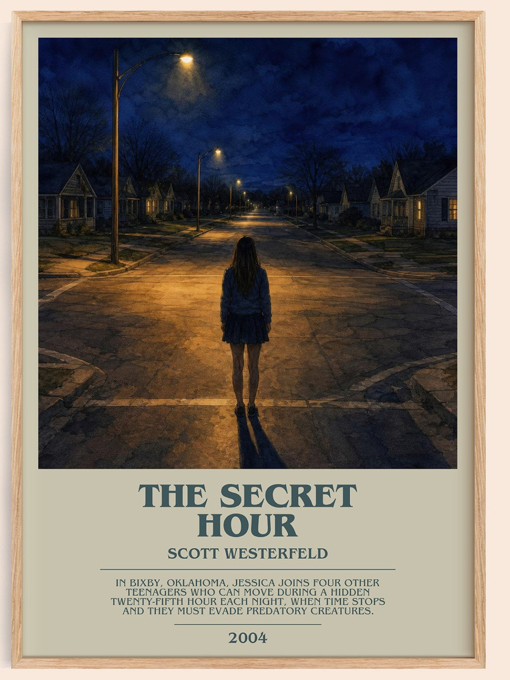 The Secret Hour bookish book poster by Scott Westerfeld – framed literary art print