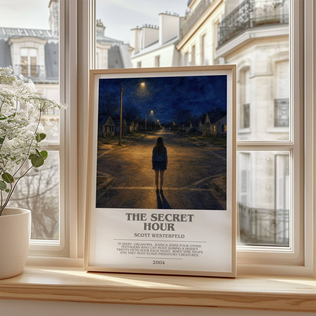The Secret Hour bookish poster colour and style options – Scott Westerfeld book art