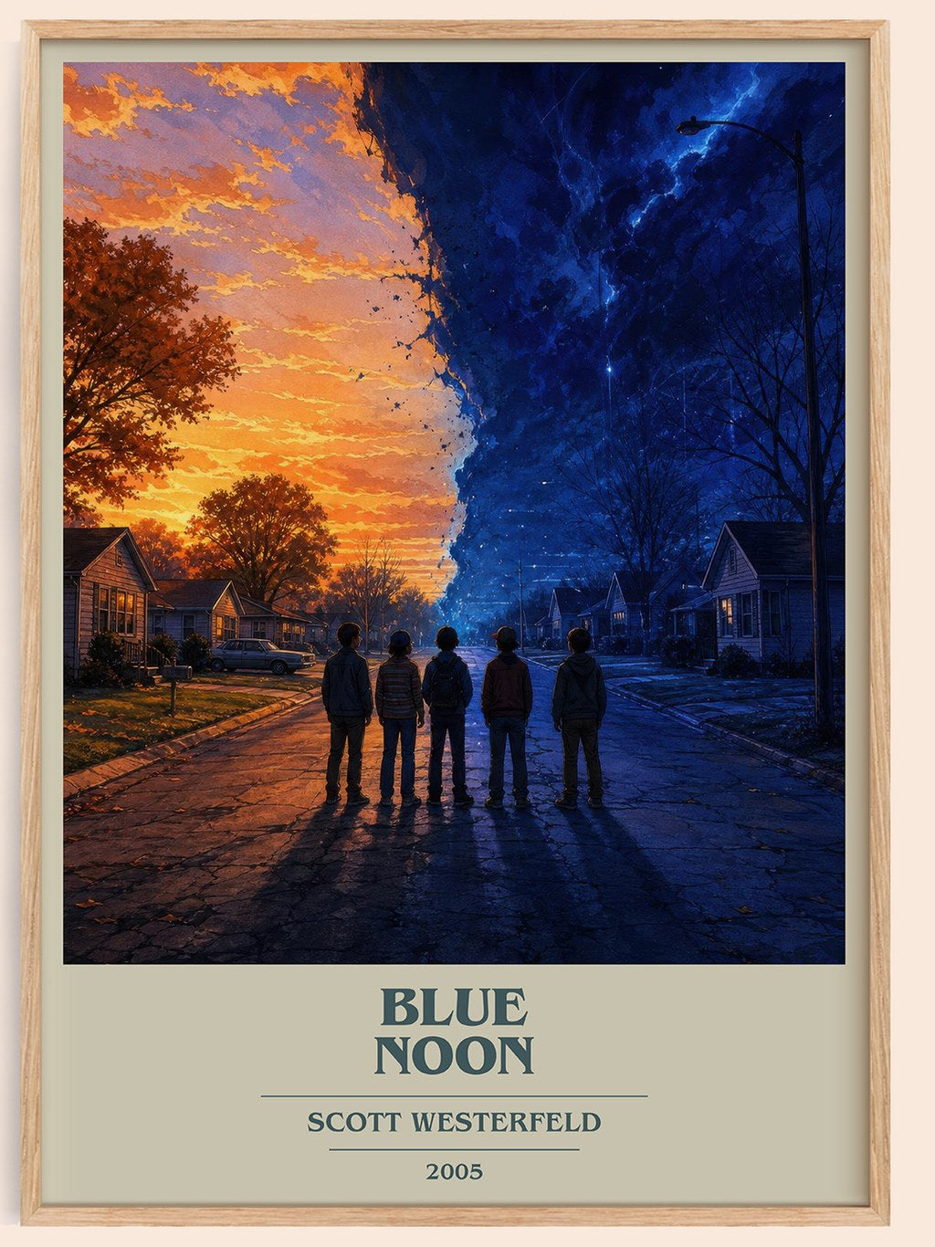 Blue Noon book cover book poster by Scott Westerfeld – framed literary art print