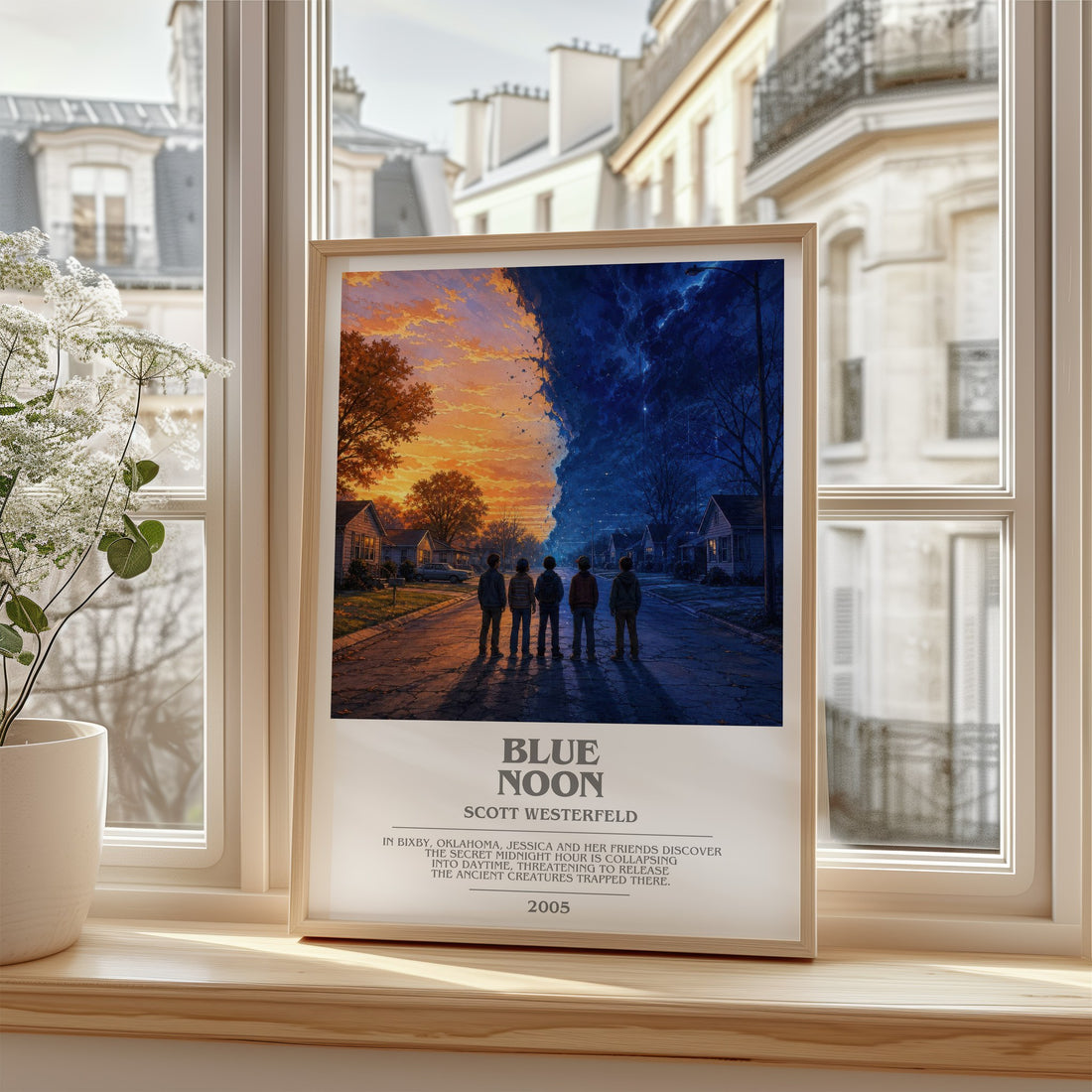 Blue Noon bookish poster colour and style options – Scott Westerfeld book art