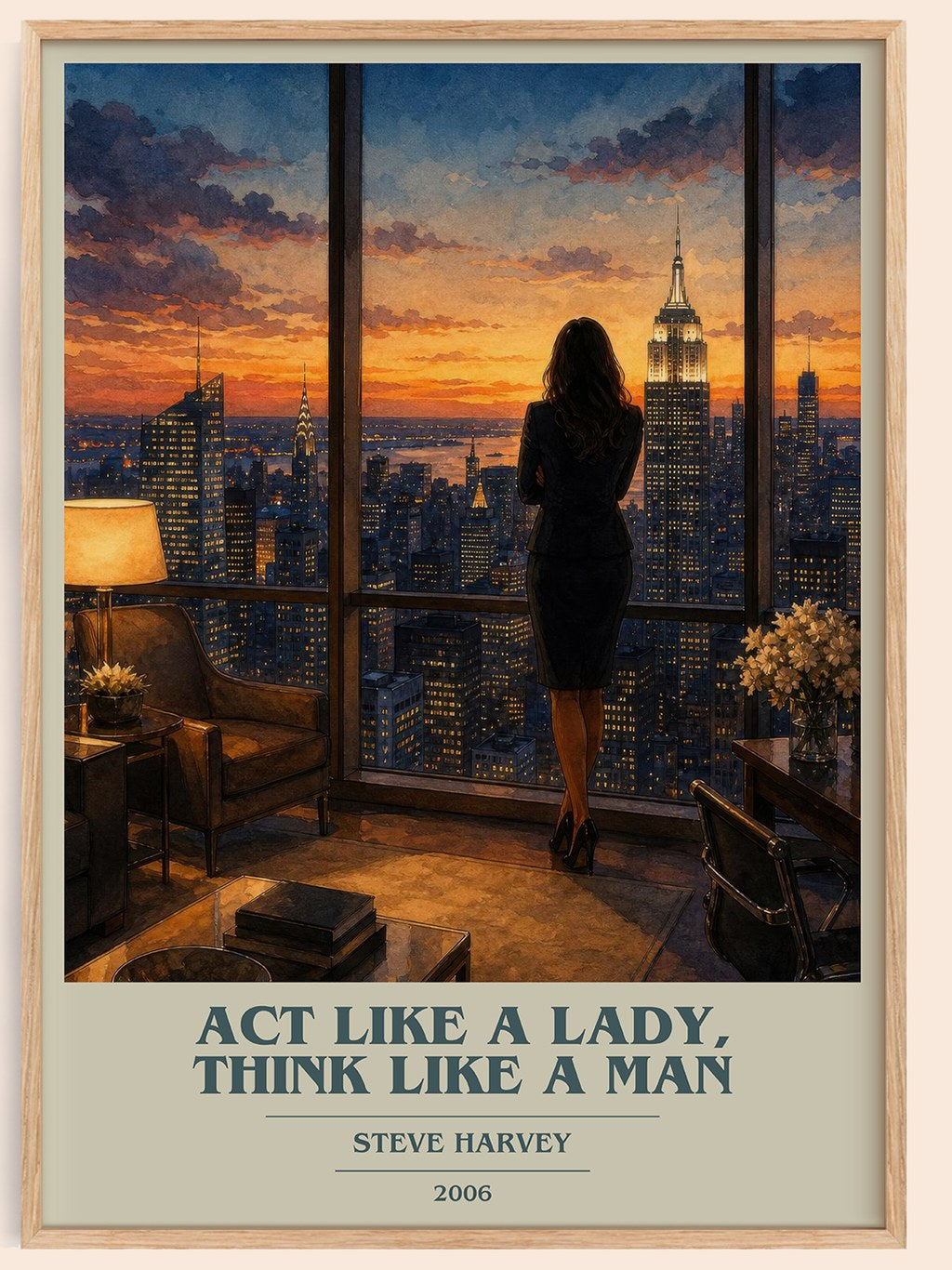 Act Like a Lady, Think Like a Man book cover book poster by Steve Harvey – framed literary art print