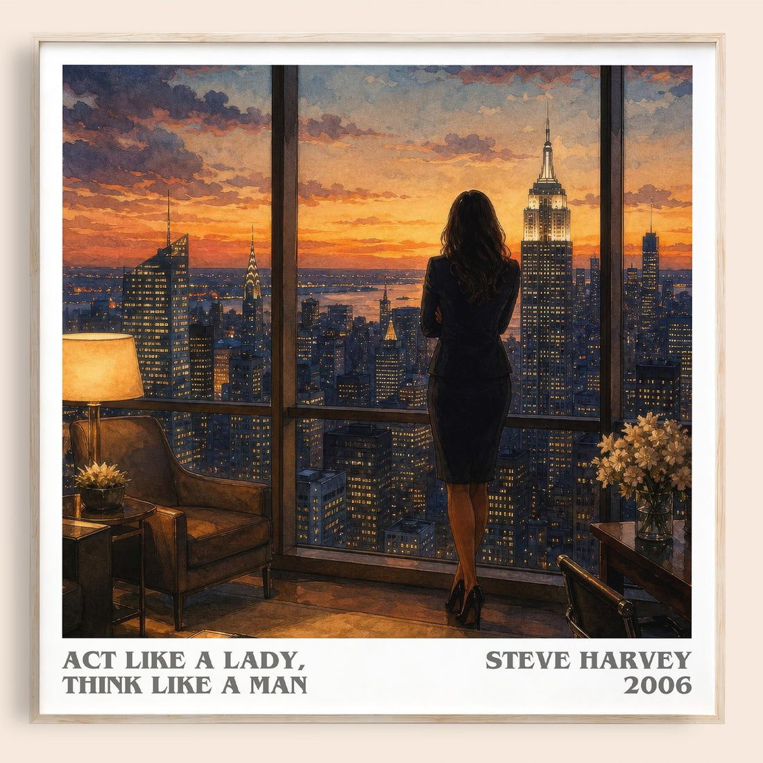 Act Like a Lady, Think Like a Man literary book poster by Steve Harvey – framed literary art print