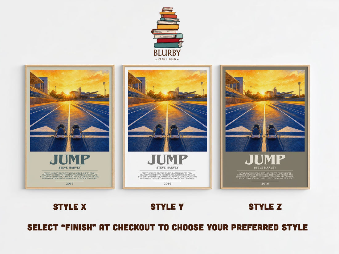 Jump bookish print in frame leaning in hallway – __new__:self help wall art (mockup)