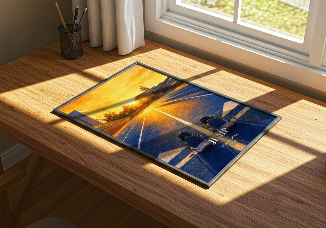 Jump watercolour book poster framed on wall – __new__:self help wall art