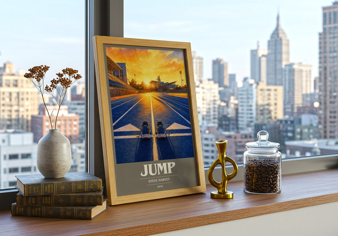 Jump book cover print framed by window – literary home decor