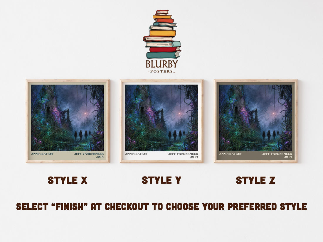 Annihilation literary print in frame leaning in hallway – sci fi wall art (mockup)