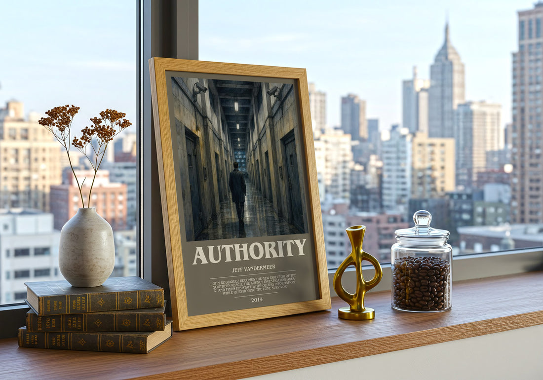 Authority bookish print framed by window – literary home decor
