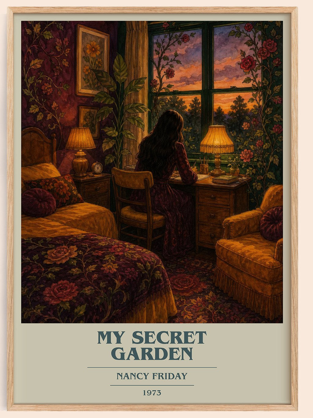 My Secret Garden book cover book poster by Nancy Friday – framed literary art print