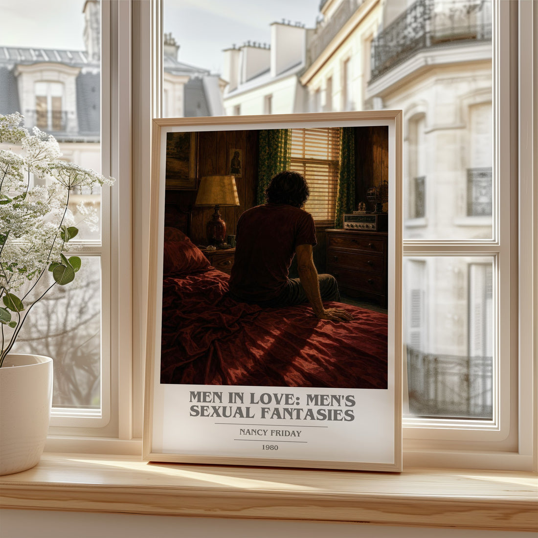 Men in Love: Men's Sexual Fantasies book cover poster colour and style options – Nancy Friday book art