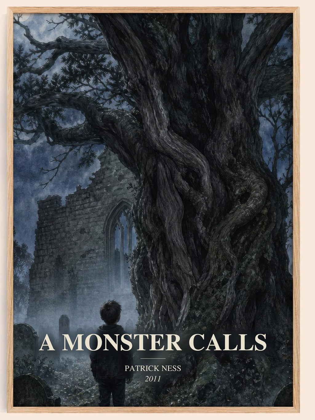 A Monster Calls watercolour book poster by Patrick Ness – framed literary art print