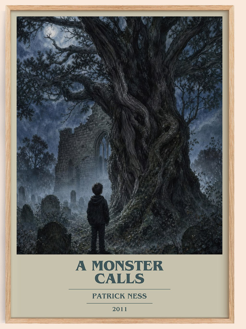 A Monster Calls book cover book poster by Patrick Ness – framed literary art print