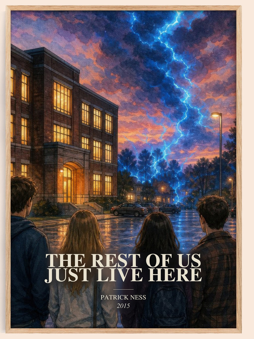 The rest of us just live here watercolour book poster by Patrick Ness – framed literary art print