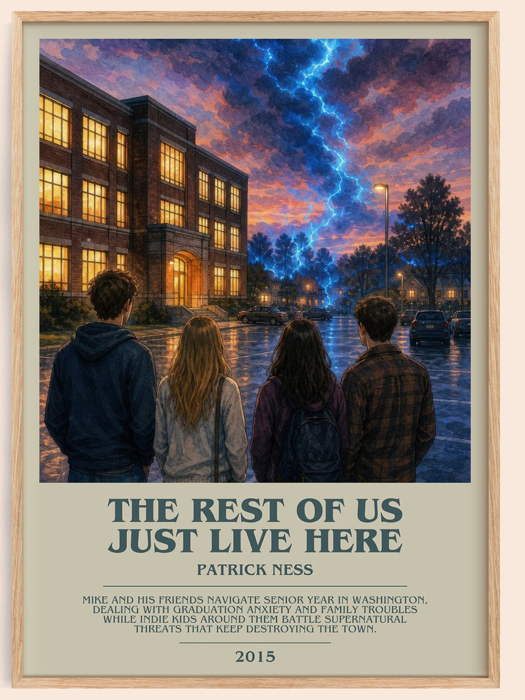 The rest of us just live here bookish book poster by Patrick Ness – framed literary art print