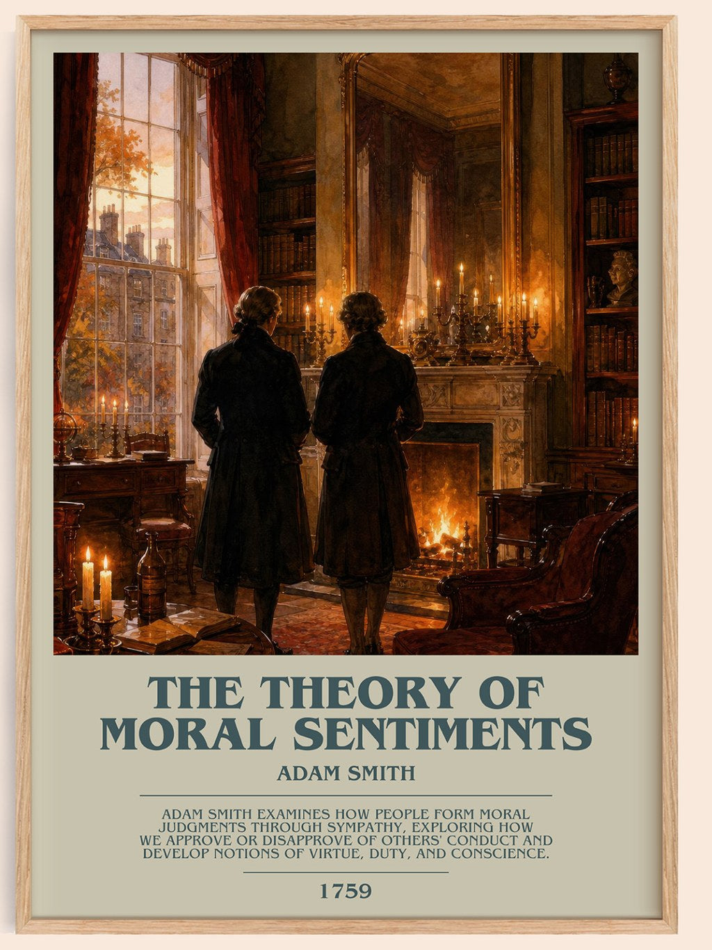 The theory of moral sentiments bookish book poster by Adam Smith – framed literary art print