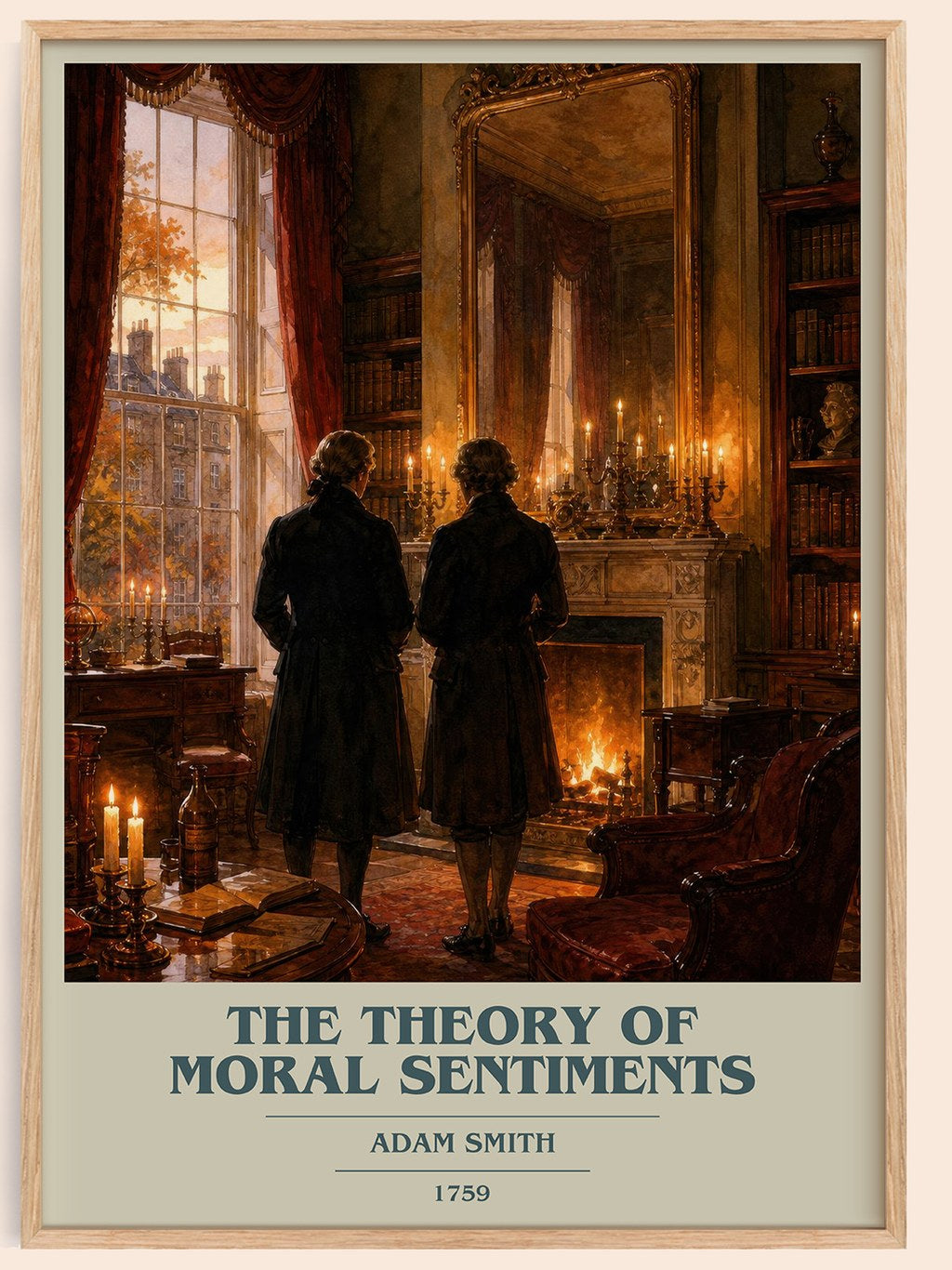 The theory of moral sentiments book cover book poster by Adam Smith – framed literary art print