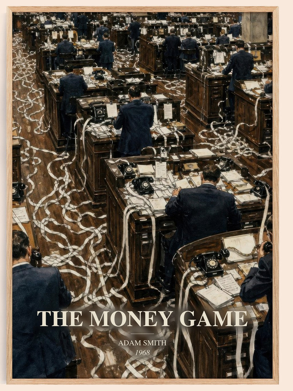 The money game watercolour book poster by Adam Smith – framed literary art print