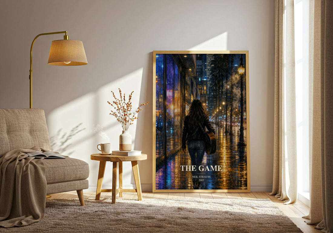 The Game watercolour print in frame leaning in hallway – memoir wall art