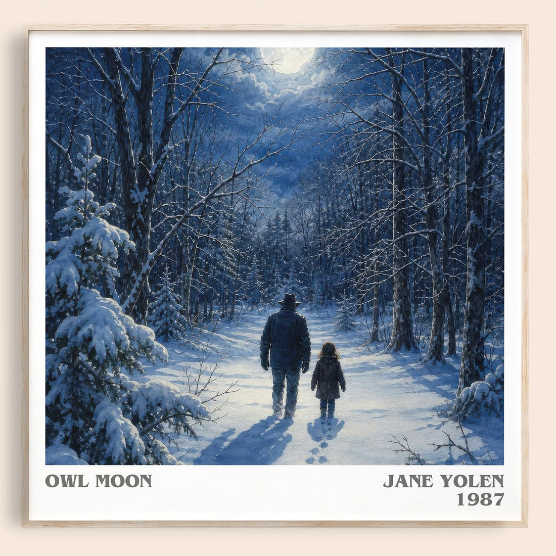 Owl Moon literary book poster by Jane Yolen – framed literary art print