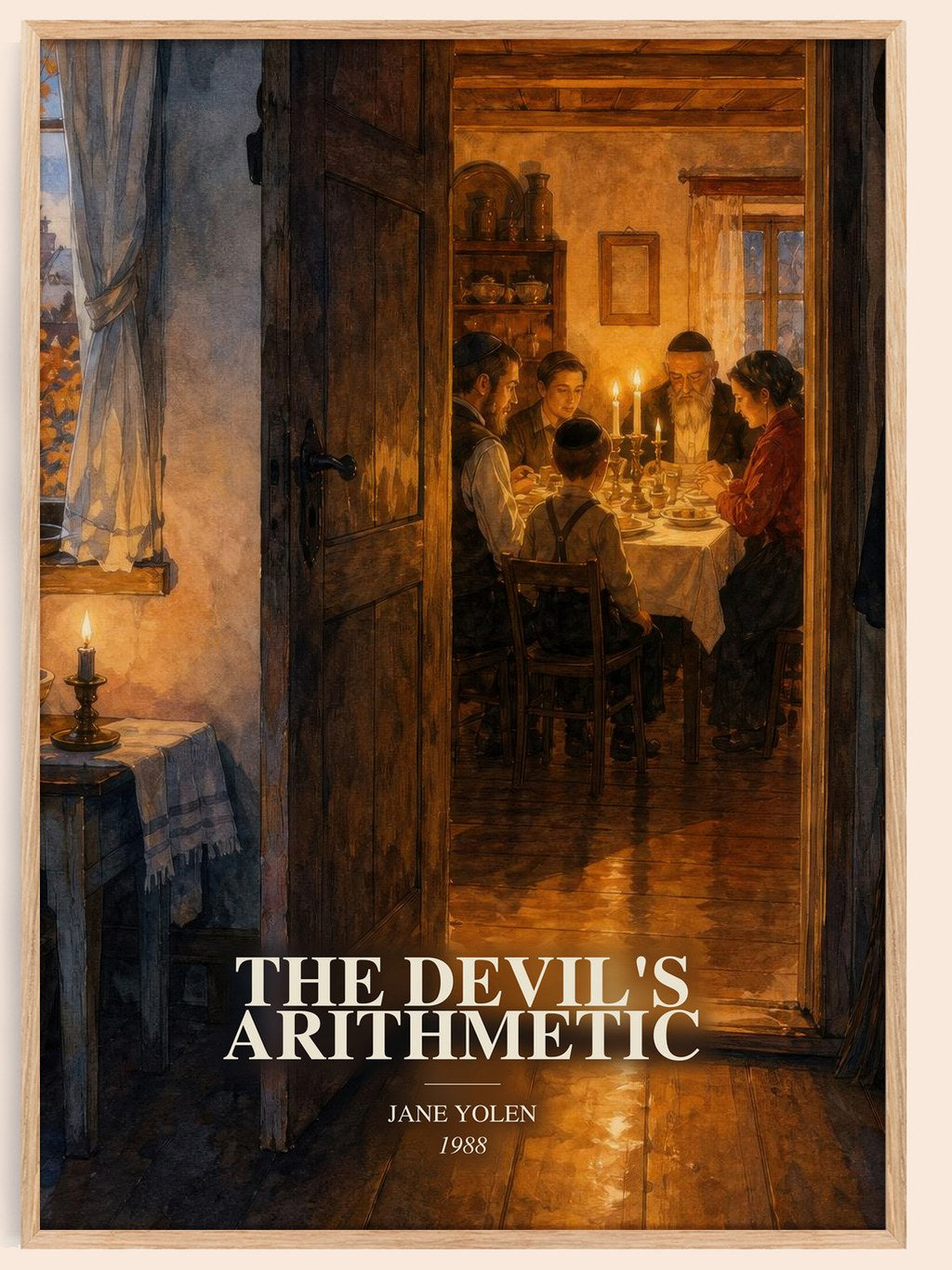 The devil's arithmetic watercolour book poster by Jane Yolen – framed literary art print