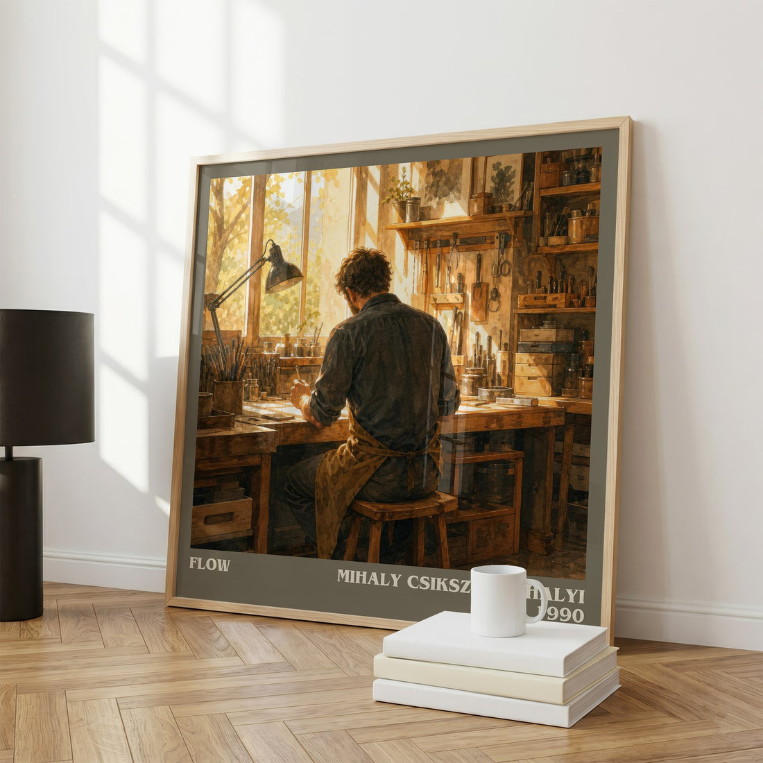 Flow literary print framed by window – literary home decor