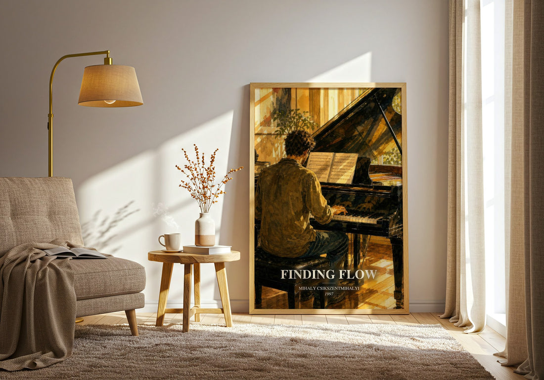Finding flow watercolour print in frame leaning in hallway – non fiction wall art
