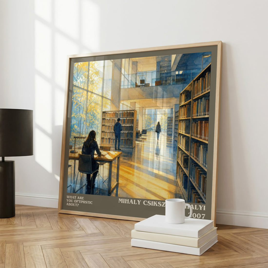 What Are You Optimistic About? literary print framed by window – literary home decor