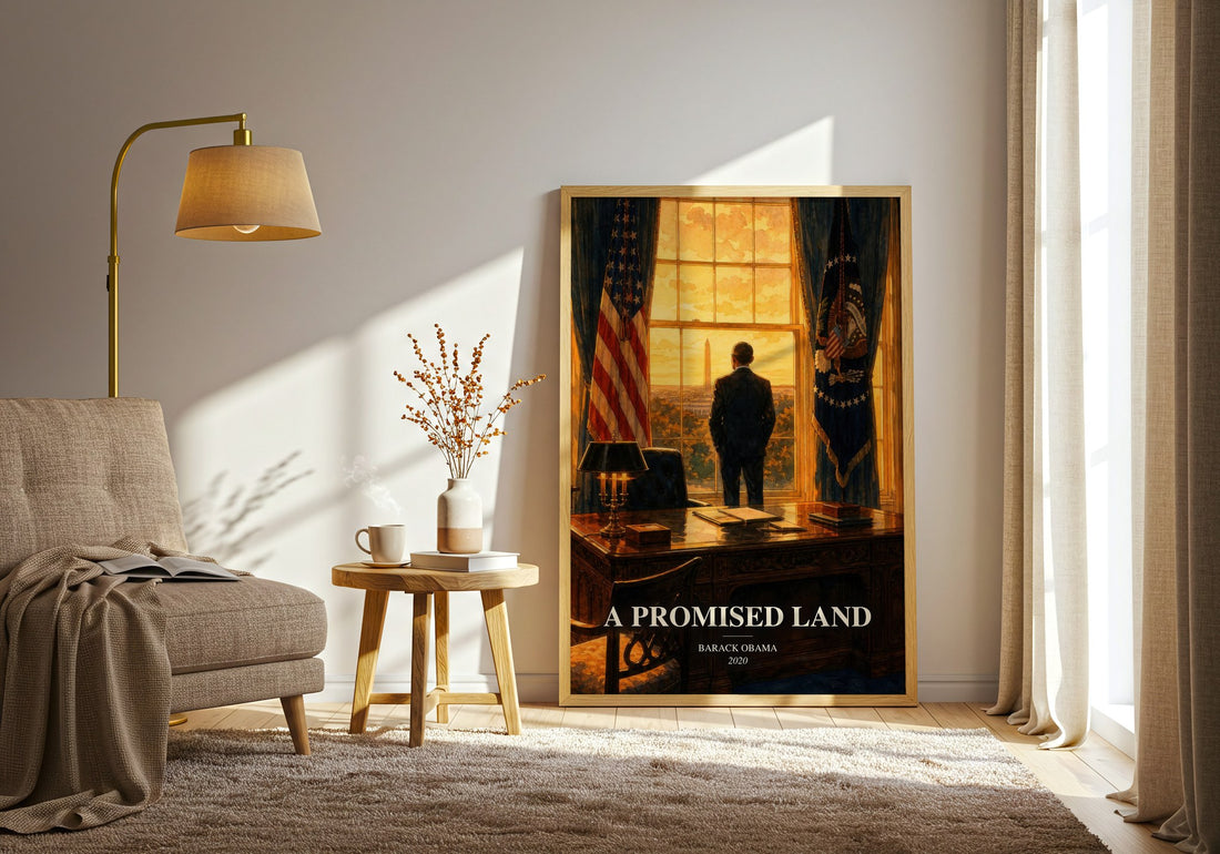 A Promised Land watercolour print in frame leaning in hallway – memoir wall art