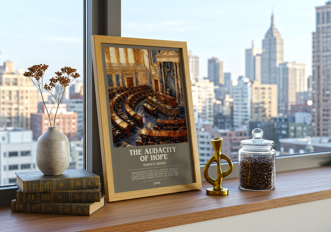The Audacity of Hope bookish print framed by window – literary home decor