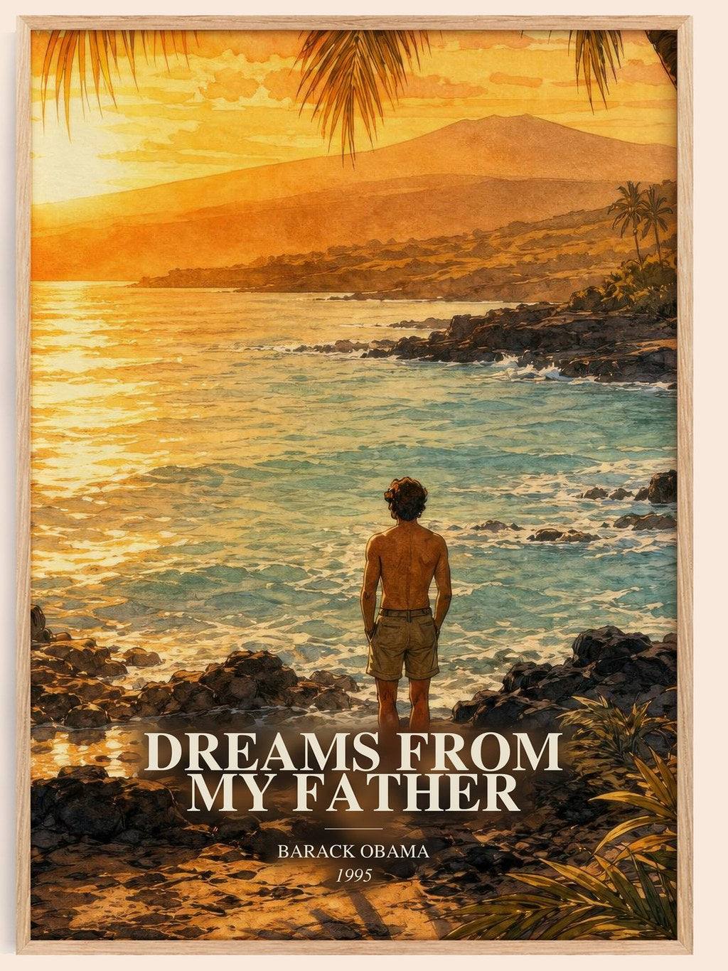 Dreams from My Father watercolour book poster by Barack Obama – framed literary art print