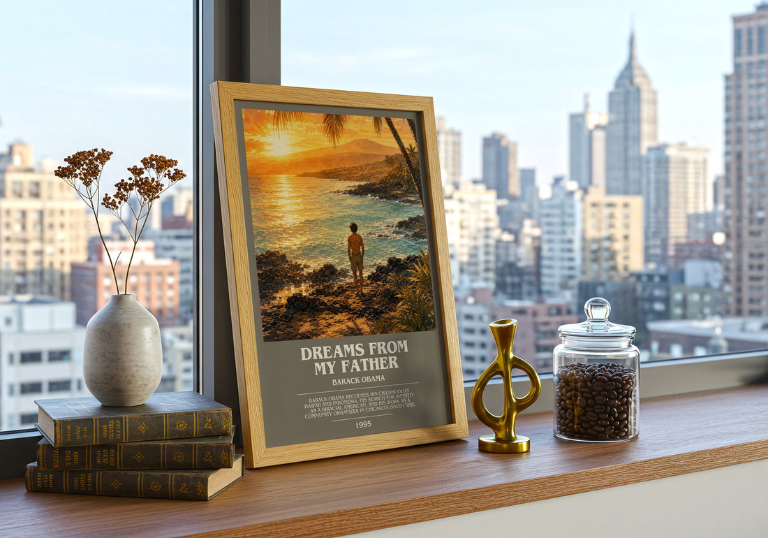 Dreams from My Father bookish print framed by window – literary home decor