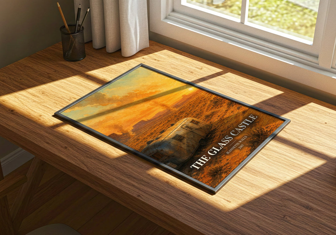 The Glass Castle watercolour book poster framed on wall – memoir wall art