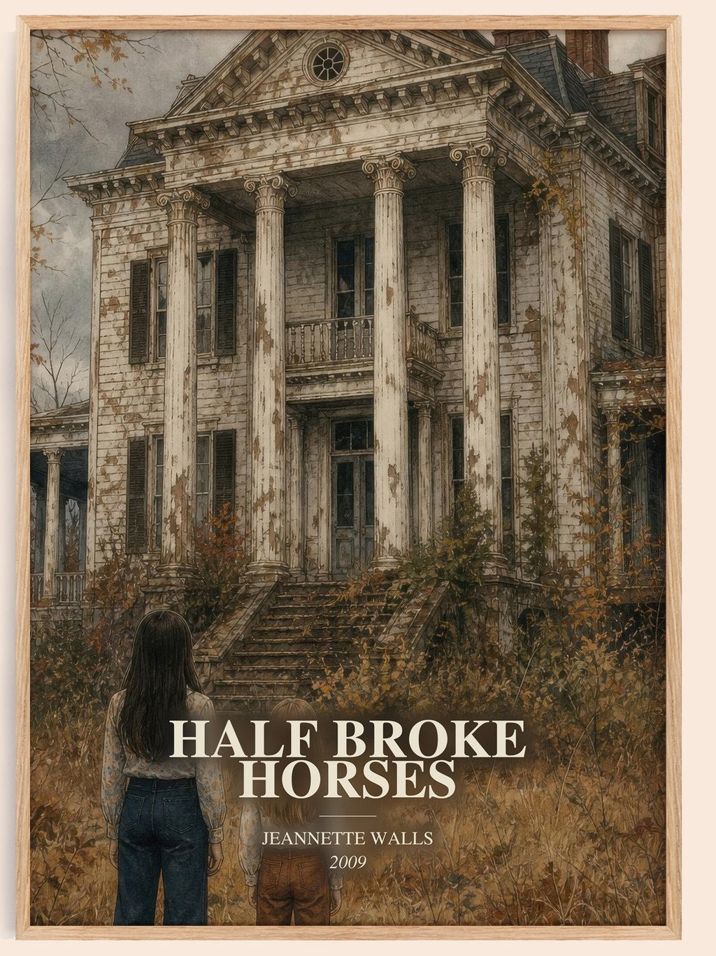 Half broke horses watercolour book poster by Jeannette Walls – framed literary art print