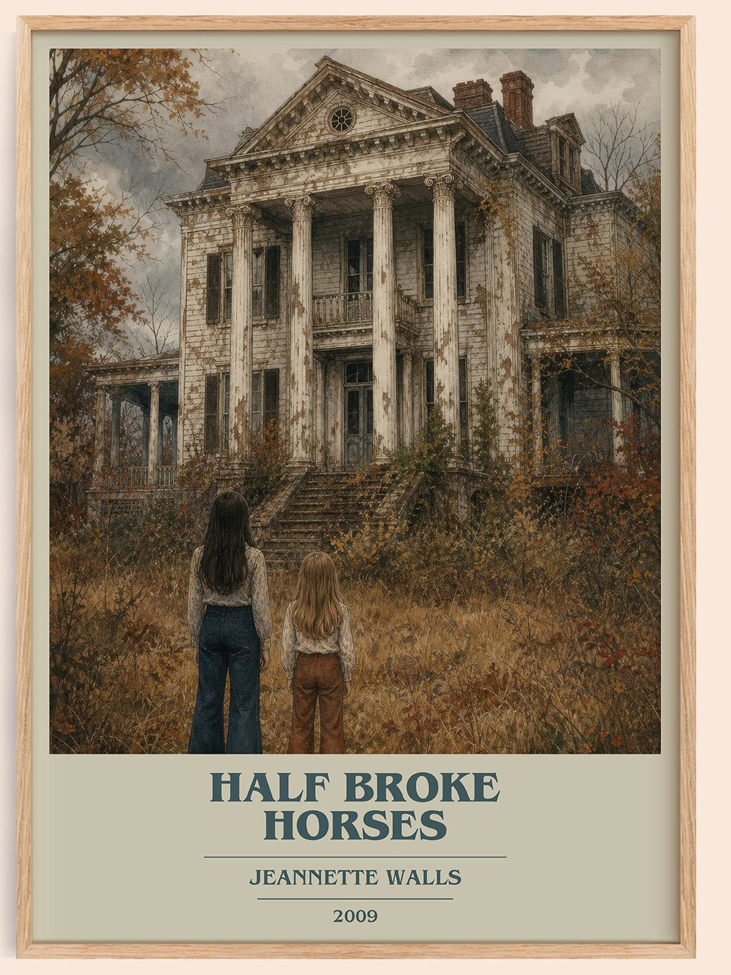 Half broke horses book cover book poster by Jeannette Walls – framed literary art print