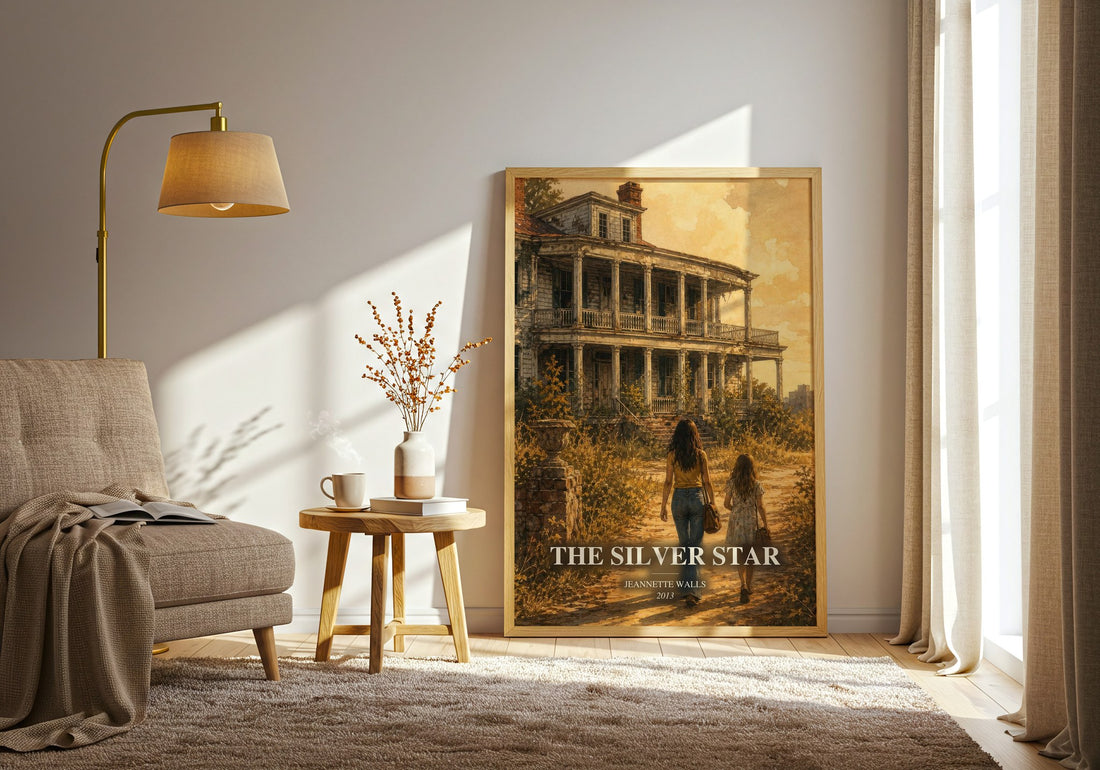 The silver star watercolour print in frame leaning in hallway – coming of age wall art