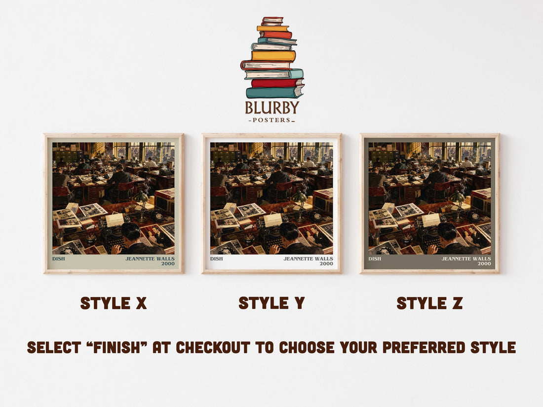 Dish literary print in frame leaning in hallway – memoir wall art (mockup)