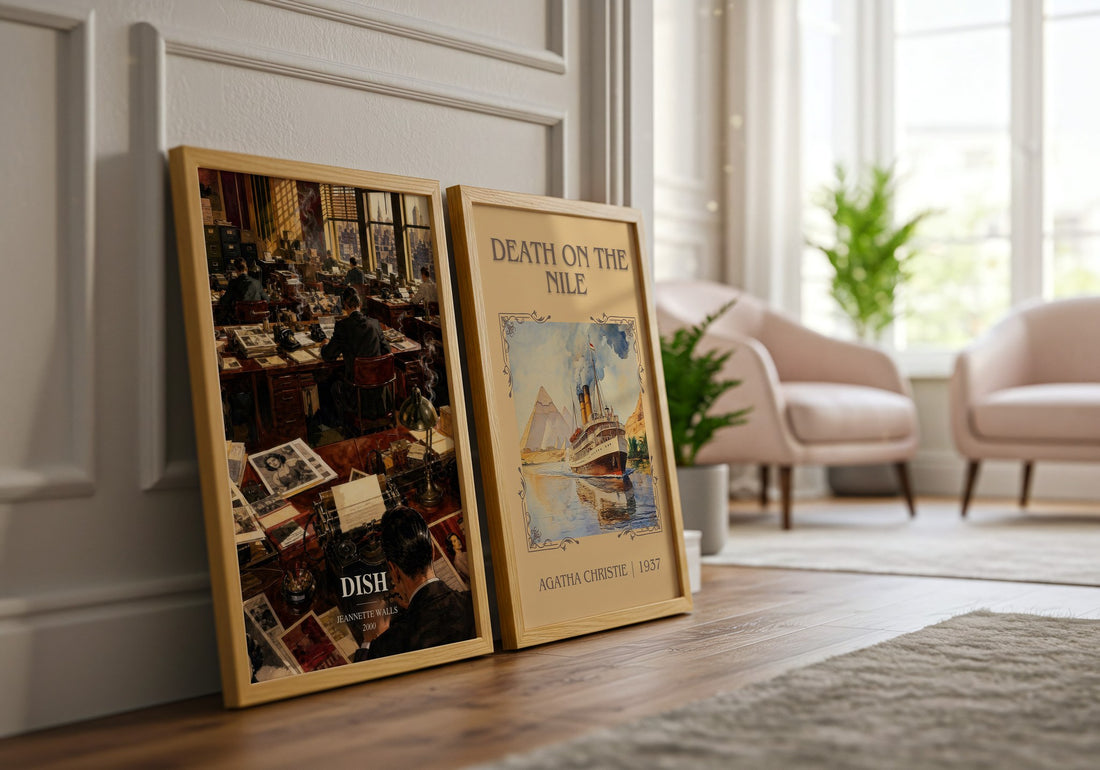 Dish watercolour print framed by window – literary home decor