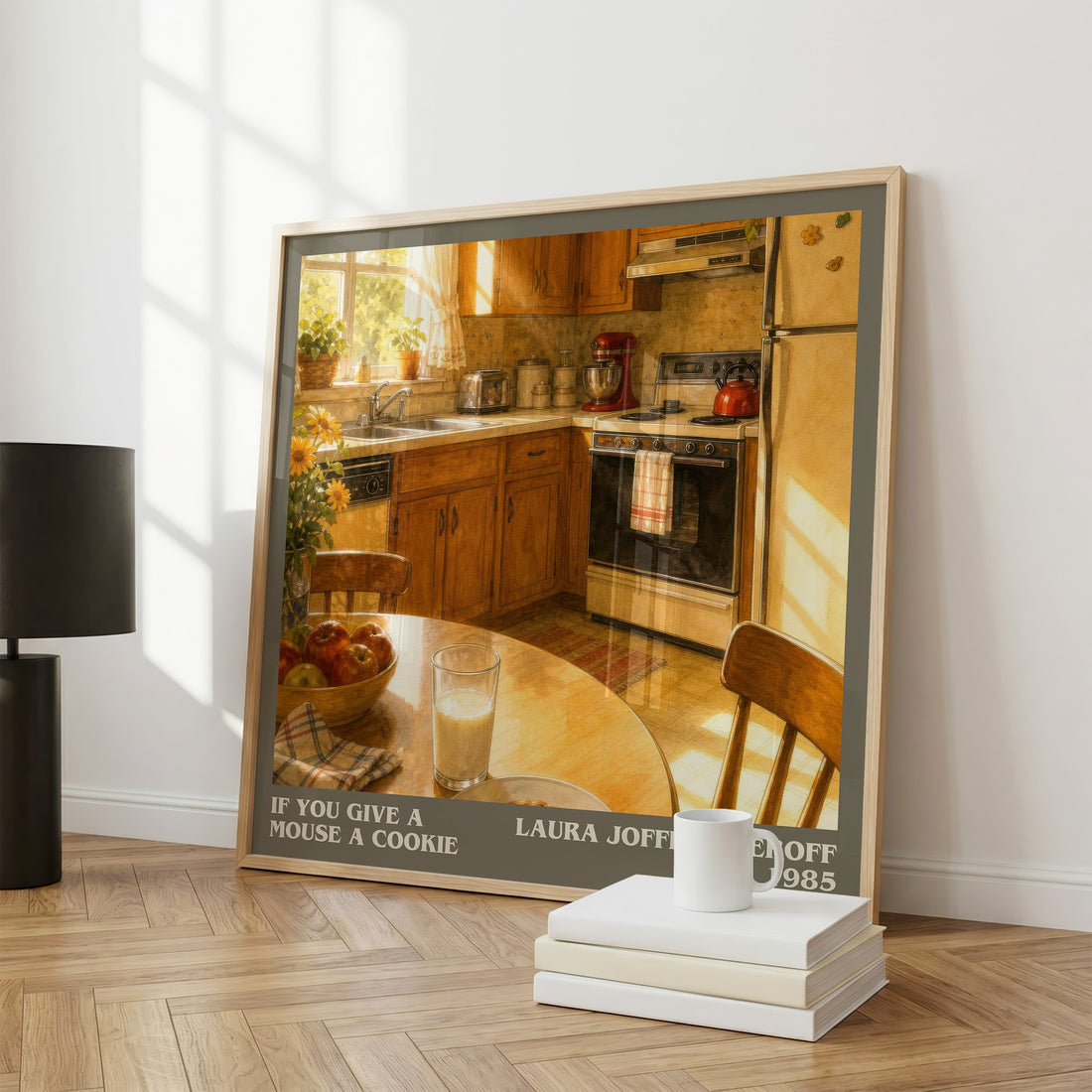 If You Give a Mouse a Cookie literary print framed by window – literary home decor