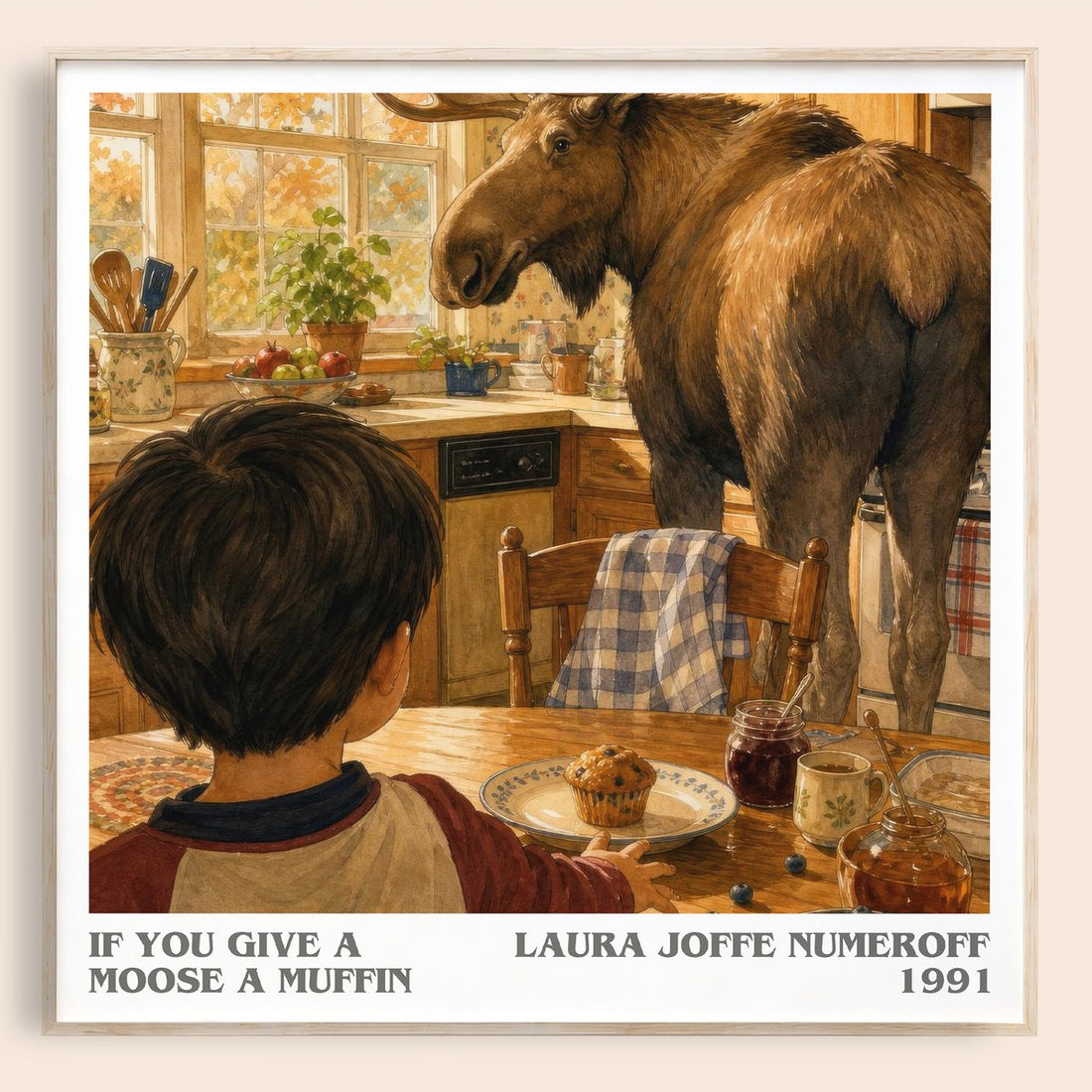 If You Give a Moose a Muffin literary book poster by Laura Joffe Numeroff – framed literary art print