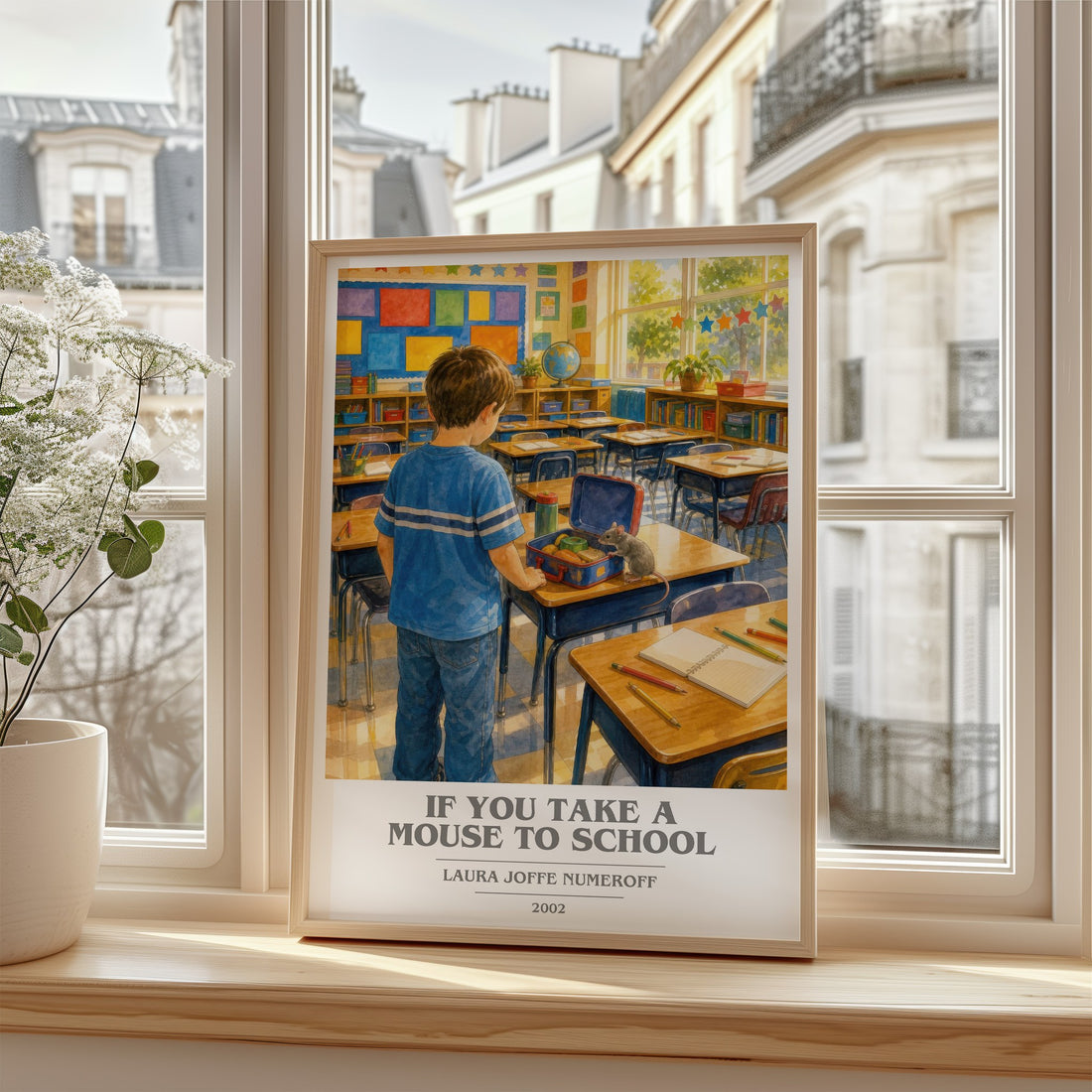 If You Take a Mouse to School book cover poster colour and style options – Laura Joffe Numeroff book art